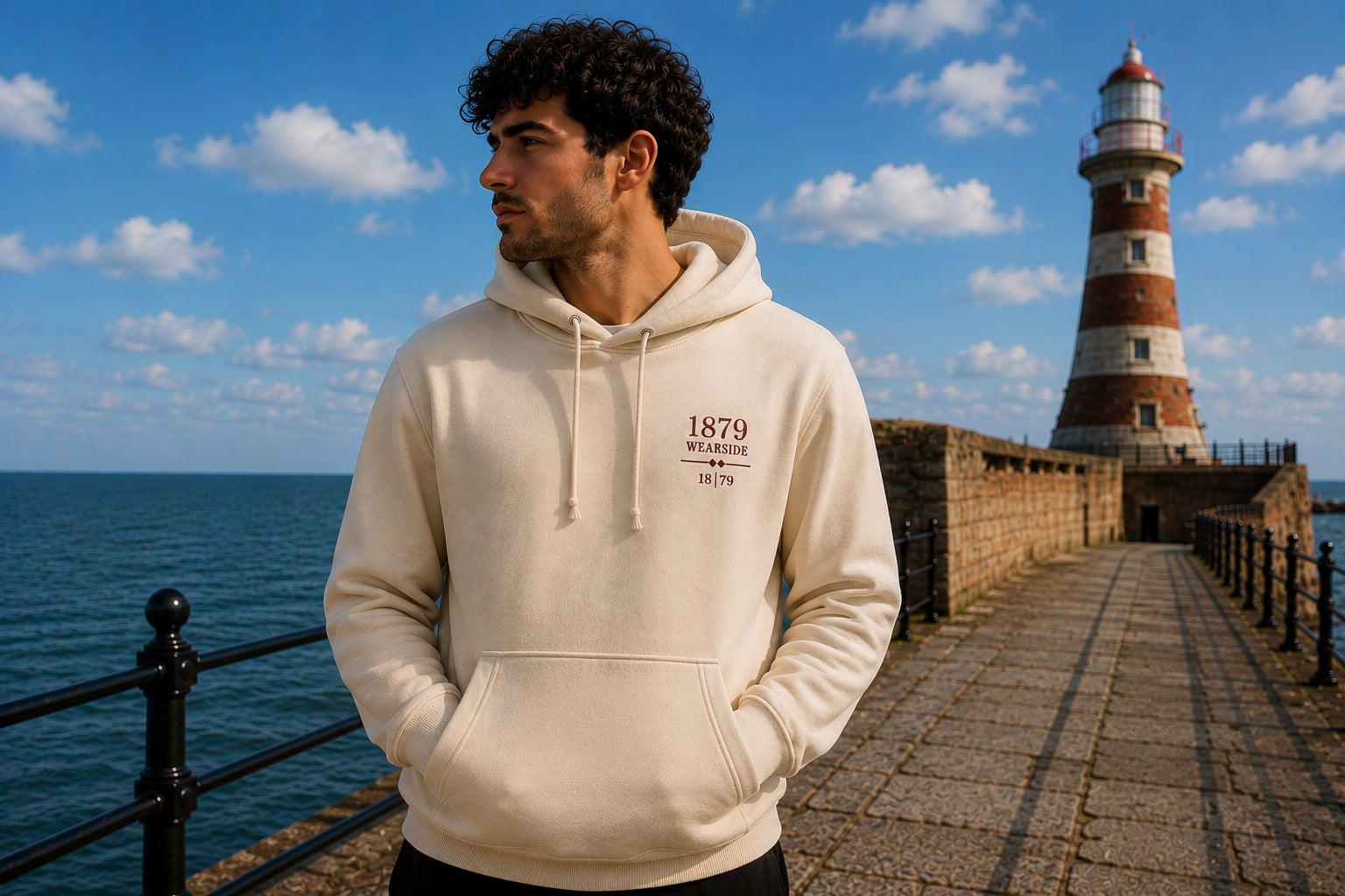 Heritage Cream Hoodie at Roker Lighthouse